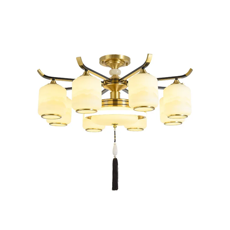 

New Chinese style all copper ceiling lamp, simple living room villa atmosphere