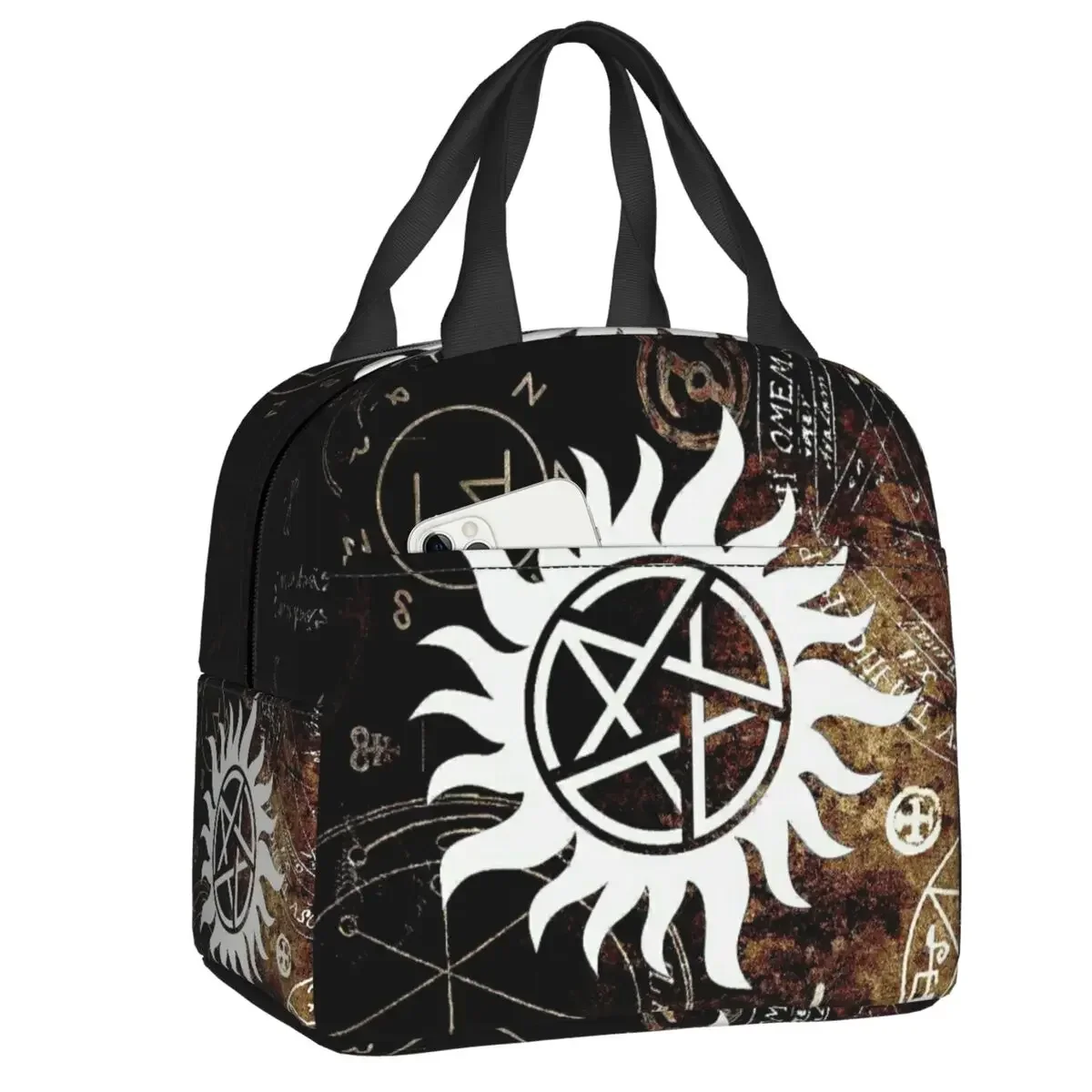 Supernatural Symbols Insulated Lunch Bag for Women Portable Winchester Brothers Cooler Thermal Lunch Box Camping Picnic Bags