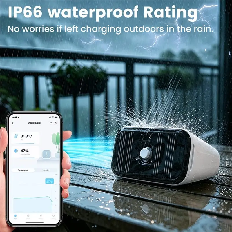 DT19-Solar Powered Tuya Zigbee Humidity And Temperature Sensor Hygrometer Thermometer Remote Monitoring And Alert Function Home