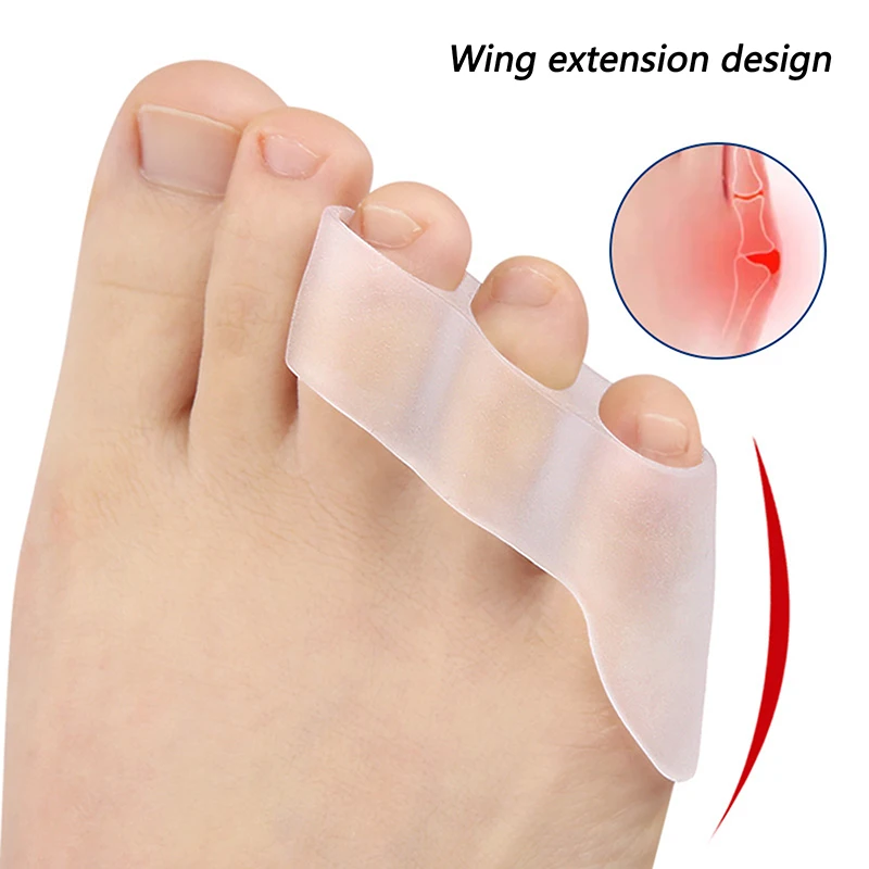 2 قطعة فاصل العناية بالقدم ثلاثة ثقوب الخنصر فاصل أصابع القدم الورم مصحح لتخفيف الآلام فاصل أصابع القدم الصغير حامي #5