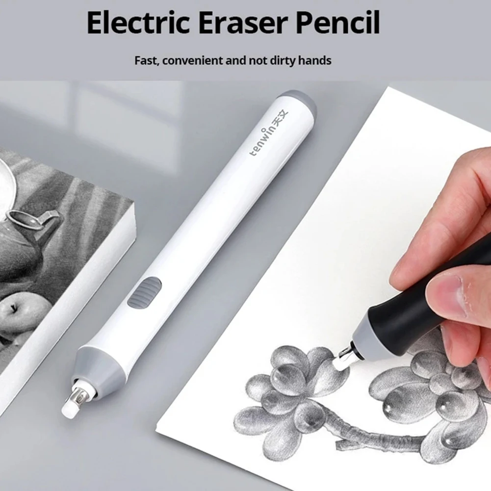 

Small Portable Electric Pencil Eraser Stitching Writing Art Erasers Drawing Sketch Pencil For Home School Office Stationery