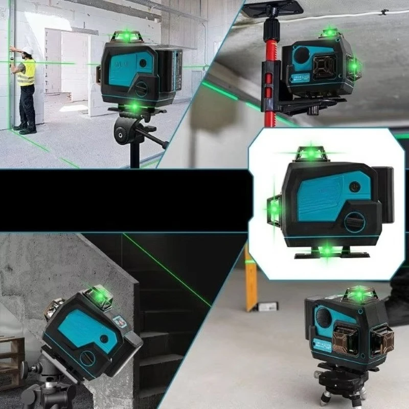 16回転式高品質360度建設用クロスラインレーザーレベルキット（三脚付き、IP54）