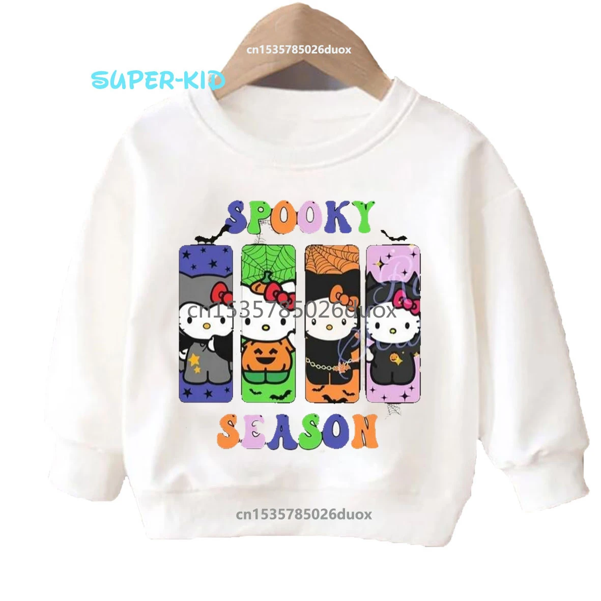 Autumn Winter Happy Halloween Kuromi and Melody Girl Hoodies Custom Kawaii Kitty Friends Characters Halloween Girls Sweatshirts