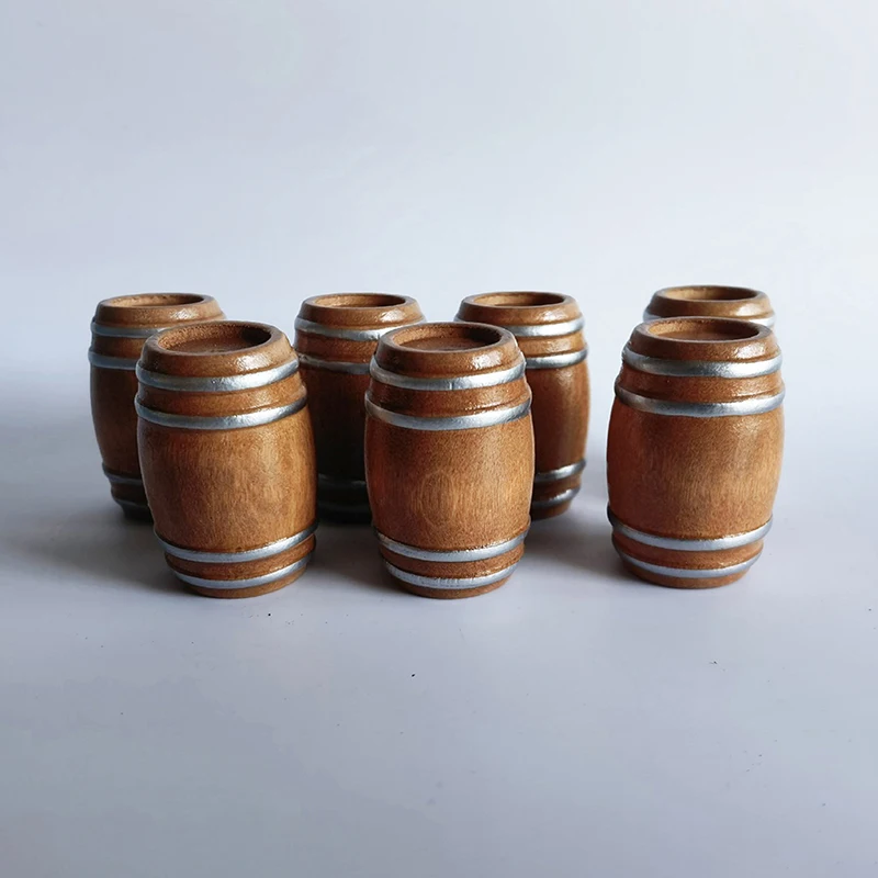 1Pcs 1:12 Tiny Wooden Red Wine Barrel Miniature Wooden Keg Beer Cute And Elegant Design For Doll House Decoration Accessories