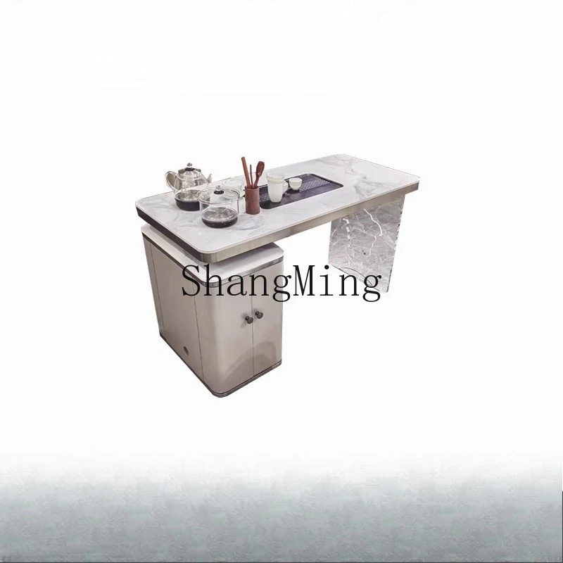 

FG light luxury balcony rock slab tea table and chair combination household integrated tea table modern stone tea table