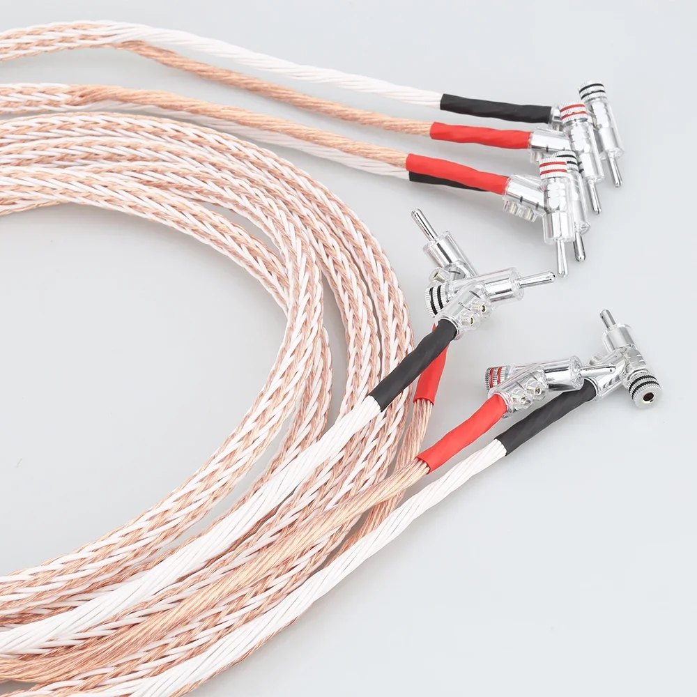 كابل مكبر الصوت Audiocrast HI-End 7N OCC النحاسي مع كابل مكبر الصوت بمقبس الموز بزاوية قائمة