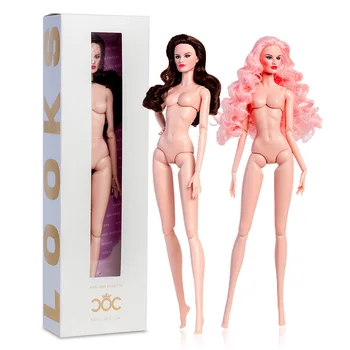 Moda europea 1/6 32cm muñeca BJD cuerpo rosa pelo rubio piel blanca traje diario fiesta lindo vestido niñas DIY juguetes regalos de cumpleaños