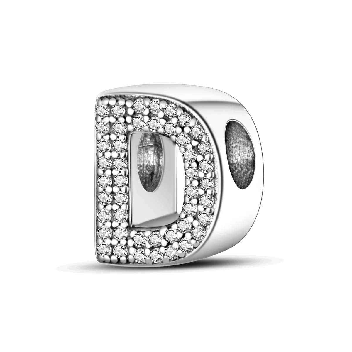 

925 Sterling Silver D Charms Pendant with Cubic Zirconia,Fit DIY bracelet necklace Gift for Her，Colgante Plata