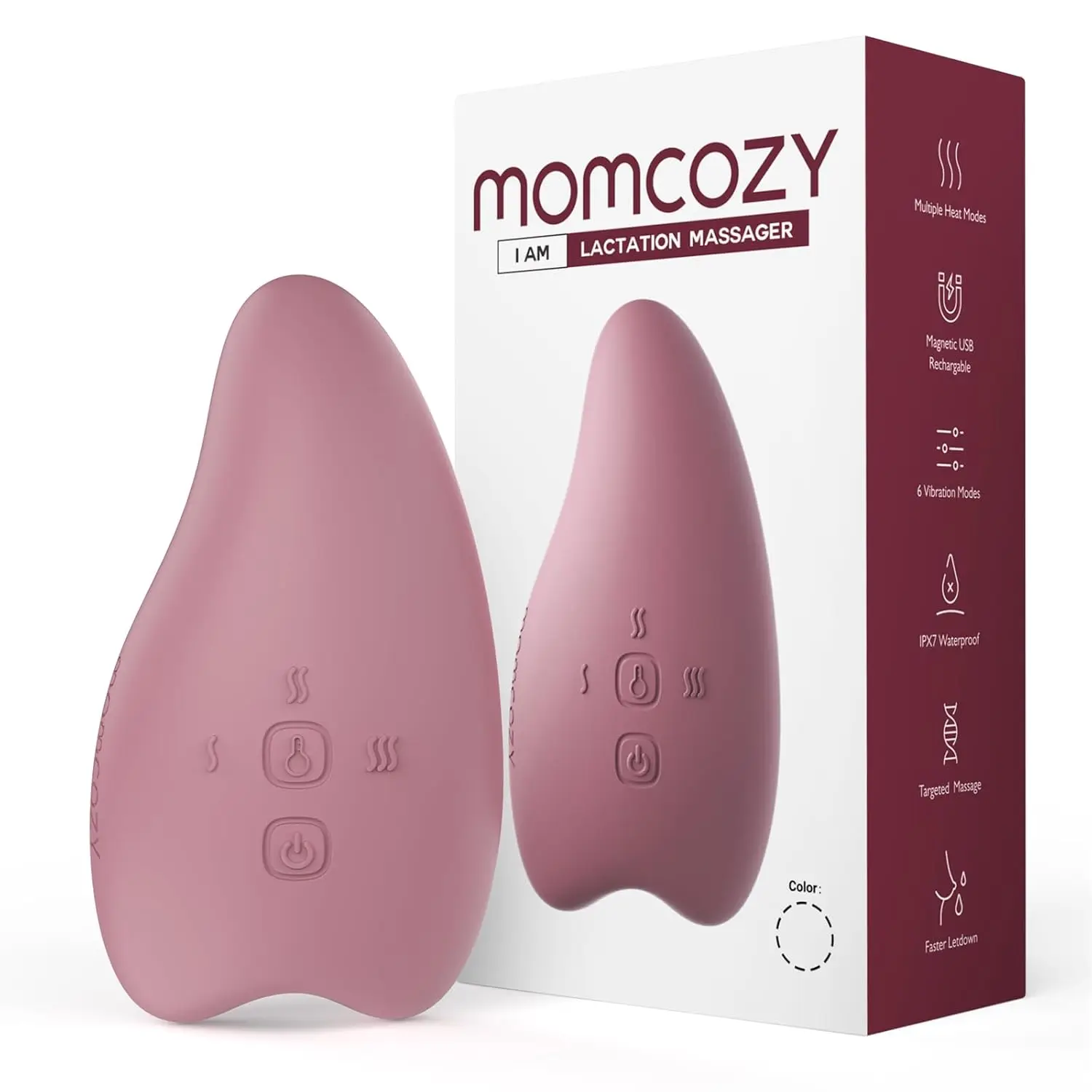 Momcozy Warming Lactation Massager 2-in-1, Soft Breast Massager for Breastfeeding, Heat + Vibration Adjustable for Clogged Duct