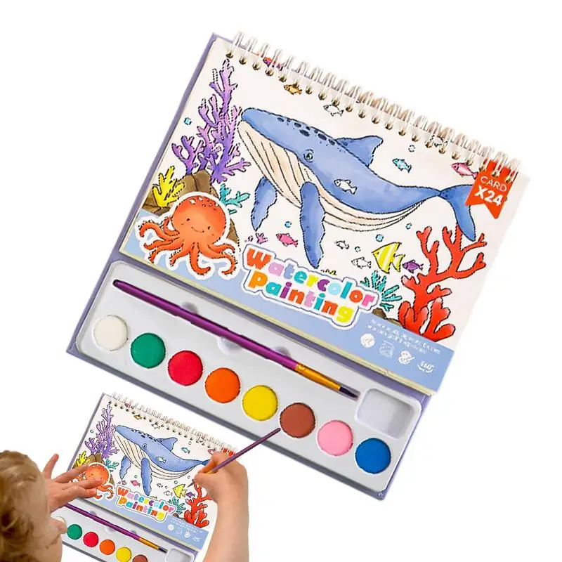 

Water Color Paint Sets For Kids Drawing Kit With 24 Pages 8 Colors Paint Water Bookmarks Set With Brush For Boys And Girls