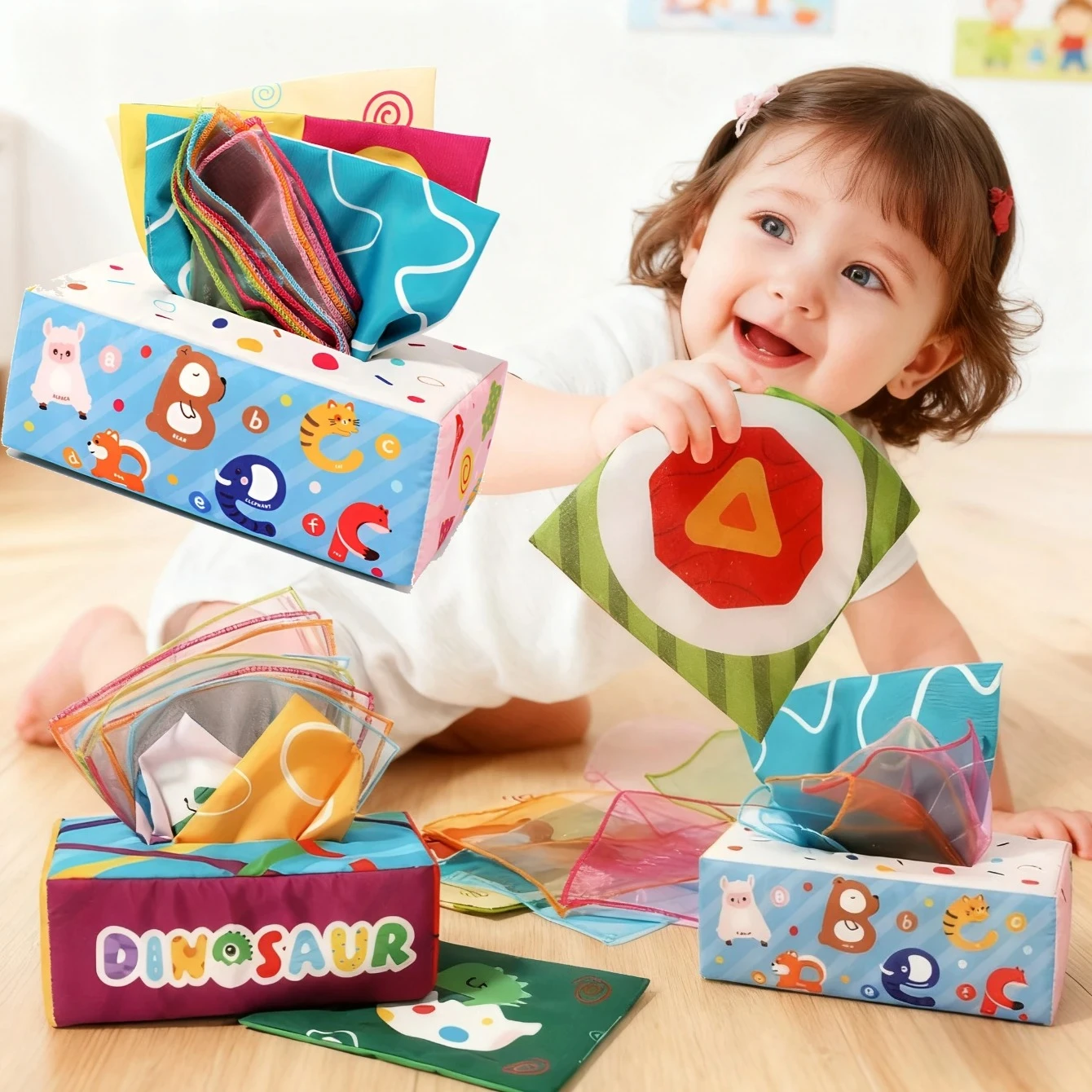 الكرتون الطفل الأنسجة الناعمة صندوق ألعاب مونتيسوري التجعيد ورقة ألعاب حسية للأطفال الرضع إصبع ممارسة التعلم المبكر الهدايا #1