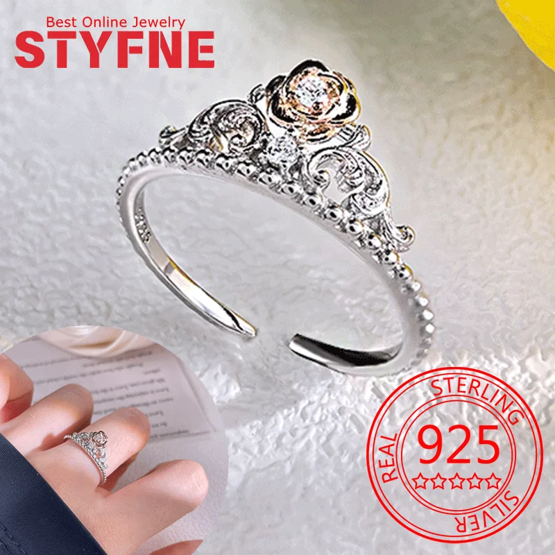 

925 Sterling Silver Ring for Women Vintage Element Rose Ring Fine Silver Jewelry Anniversary Gift Bridal Ring