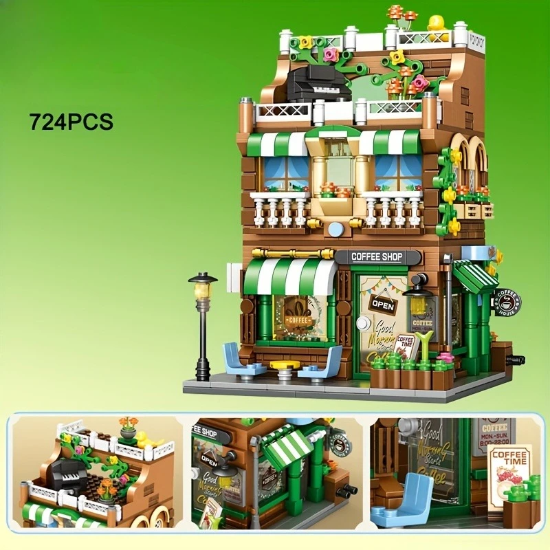 City Shop Street View Kit di blocchi di costruzione Mini blocchi di mattoni Giocattoli da costruzione Architettura Casa Negozio Modello Idea Regali