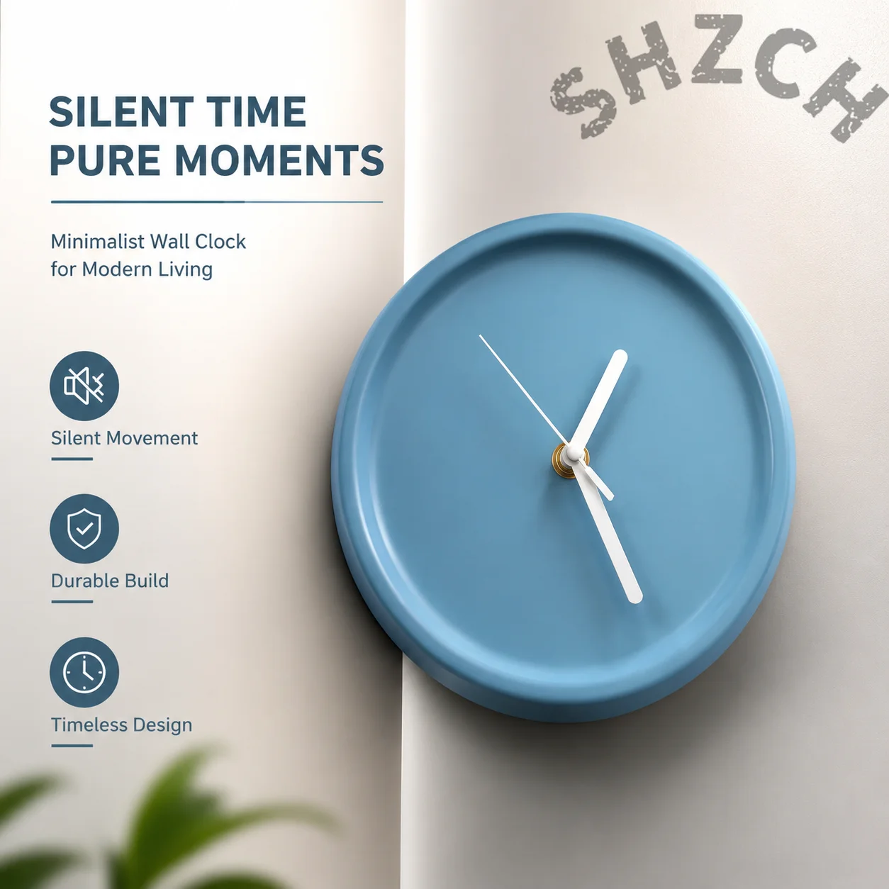 8-inch Silent Wall Clock – Non-Ticking, Adhesive-Mount, Modern Corner Design for Bedroom, Living Room, or Office Decor