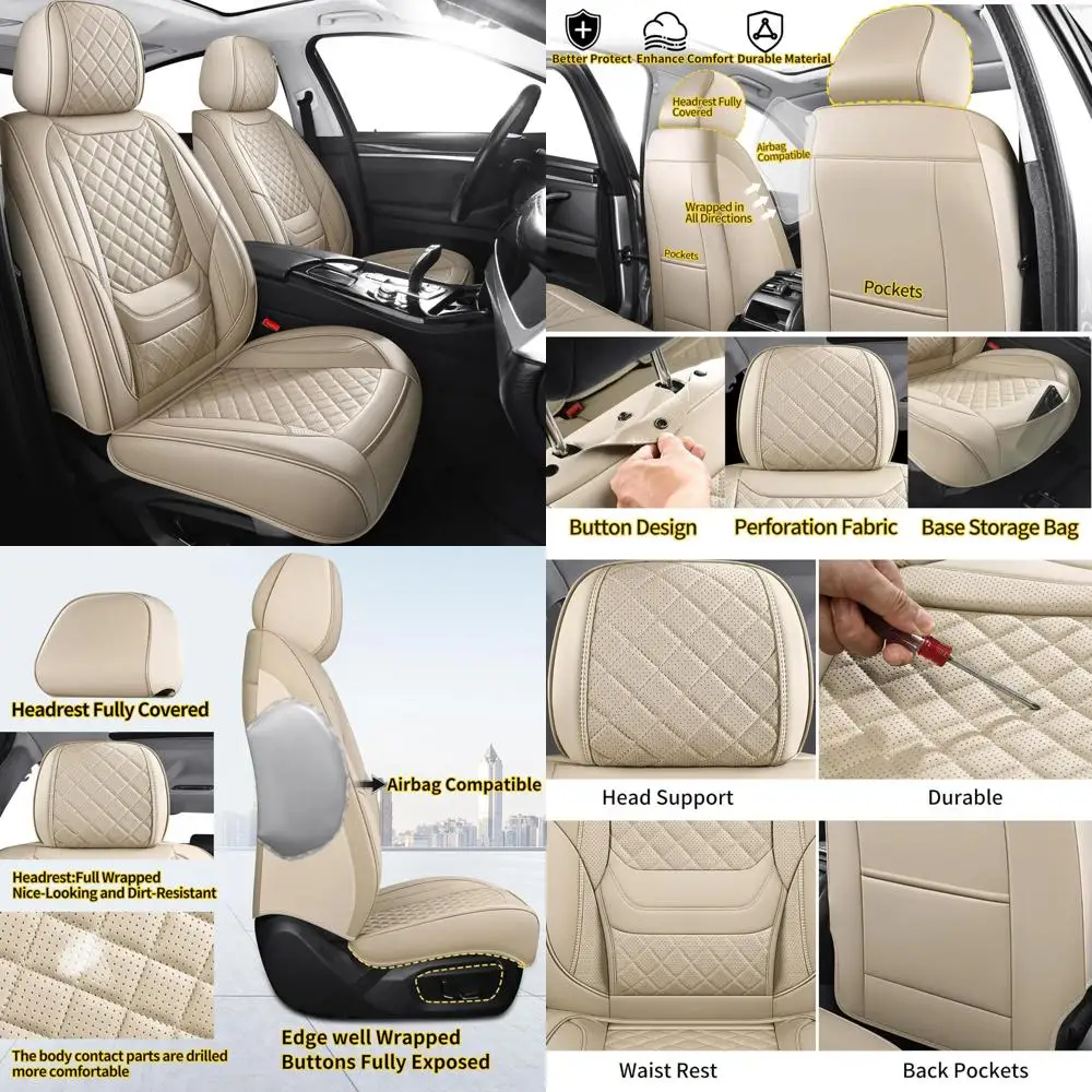 

Chezope Automotive Car Seat Covers Front Pair Set Universal Fit for Most Cars SUV Sedans Trucks Waterproof Leatherette Car Seat