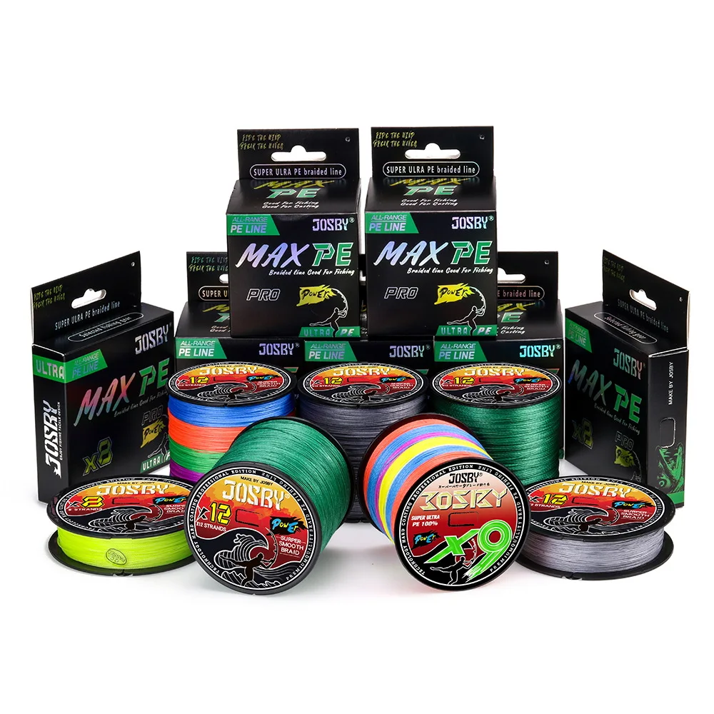 JOSBY Braided Fishing Line Multifilament Carp Fly 12/9 Strand 300M 500M 100M Multicolor Japan Spinning Extreme PE Strong Weave