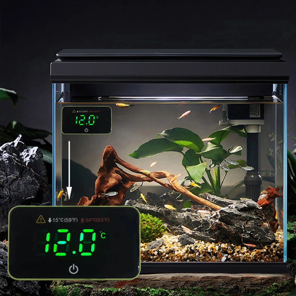 Touch Fish Tank Thermometer With High Low Temperature Warning Function, Reptile Tank Thermometer For Water Terrarium, 14°F-140°F