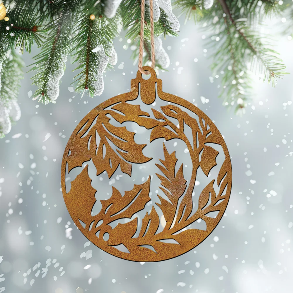 Christmas Ball Made of Rusty Metal for Hanging, Vintage Iron Ornaments for a Rustic Touch, Perfect for Decorating a Country