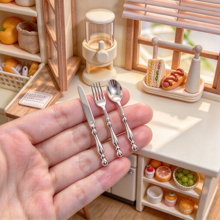 3PCS miniature tableware set is suitable for dollhouse tabletop decor, furniture accents,and collectible displays,for ages 14+.