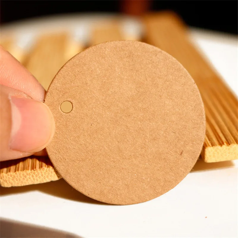 Blank Round Hang Tags Vintage Kraft Paper Tag Cards DIY Bookmark Message Greeting Cards Small Product Labels 100pcs 3-5cm