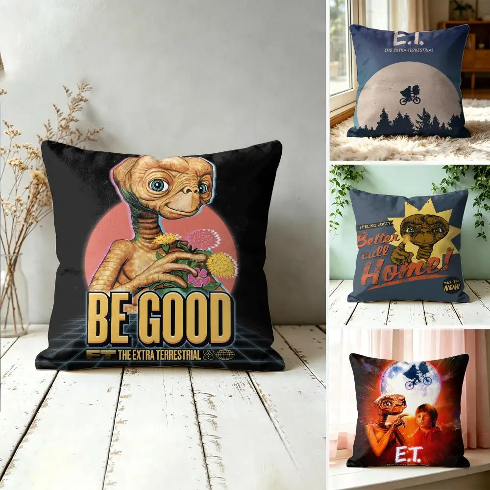 E.T. The E-Extra-Terrestrial Cushion Cover Plush Fabric Soft Double-Sided Printed Sofa Warm Winter Home Gift Pillow Cover
