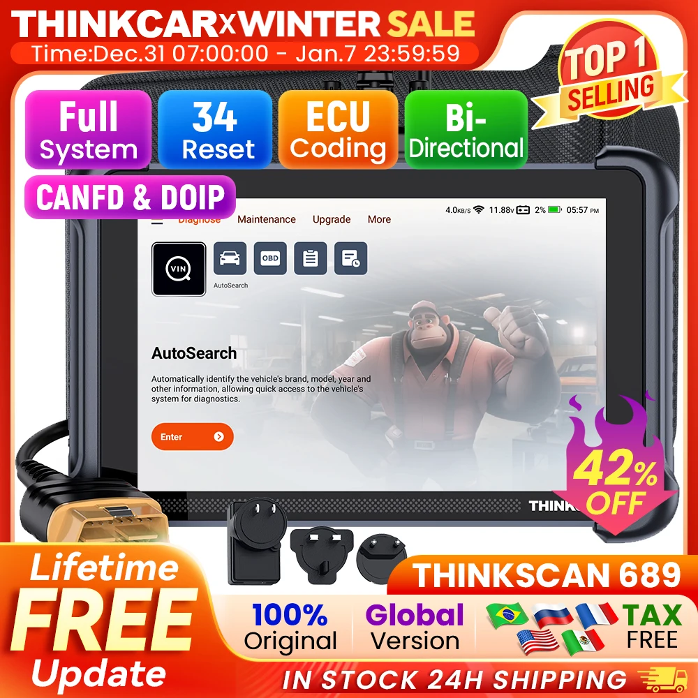 THINKCAR THINKSCAN 672 Professional Car Diagnostic Tool CANFD Bi-directional 28 Reset IMMO Full System Free Auto Obd2 Scanners