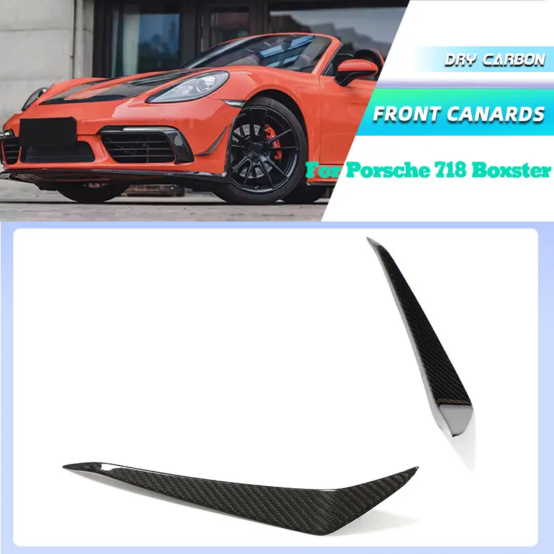 

Передний бампер автомобиля Prepreg Dry Carbon для Porsche 718 Boxster Cayman 982 2016-2021, передние канады, плавники, клапаны, комплекты кузова
