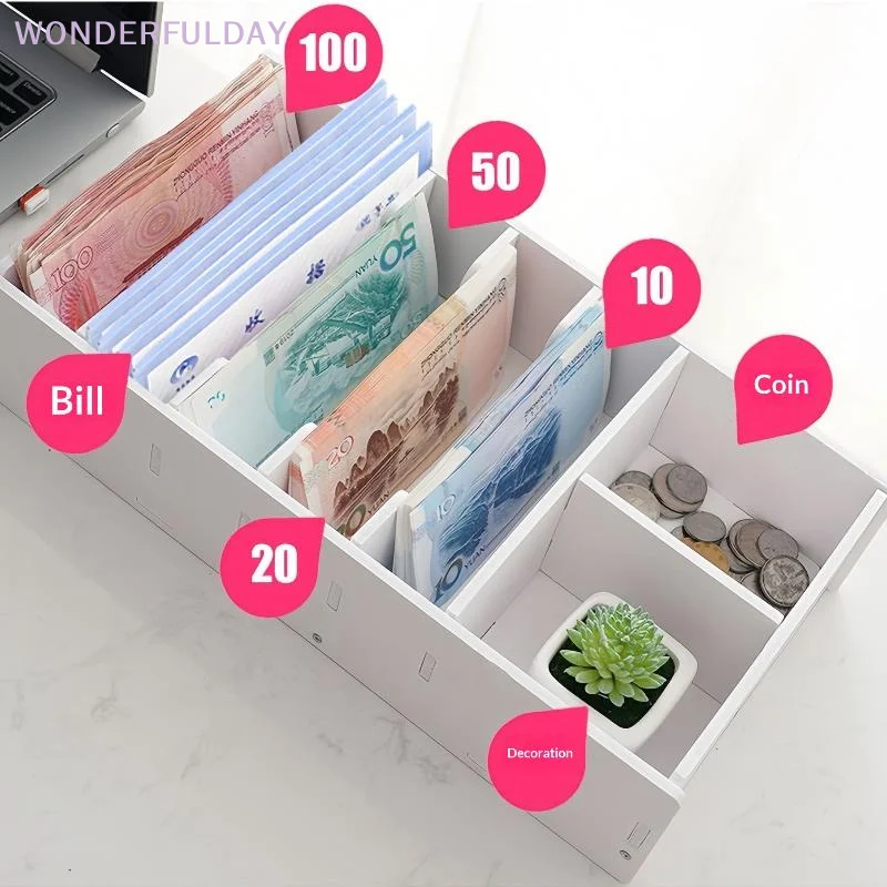 New 6/8 Grid PVC Organizing Shelf Durable Drawer Cashier Change Box Storage Desktop Desktop Storage Box