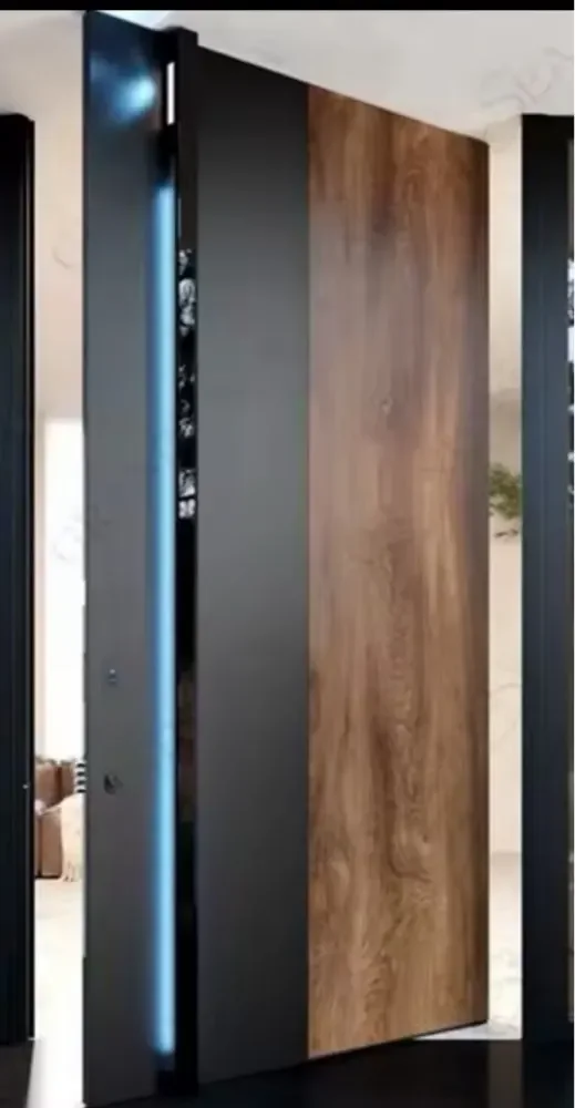 

Exterior de puerta de madera moderna personalizada con puerta pivotante de vidrio Exterior de entrada moderna puertas de entrada