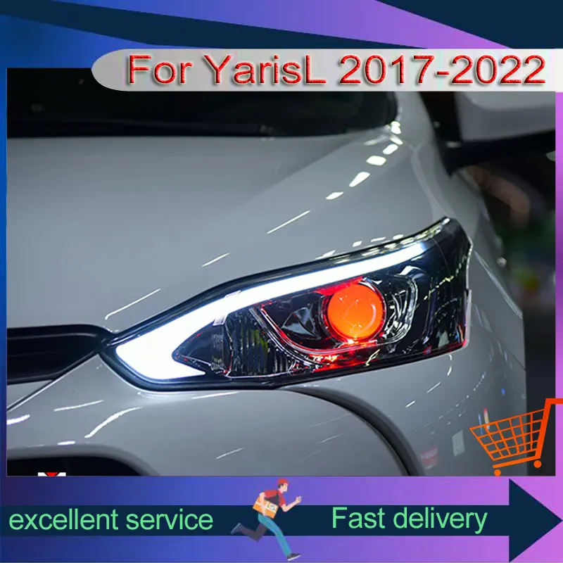 Car Styling For Toyota 2017-2023 Yaris L Headlight Upgrade DRL Xenon Front Lamp LED Turn Signal Projector Lens Auto Accessories