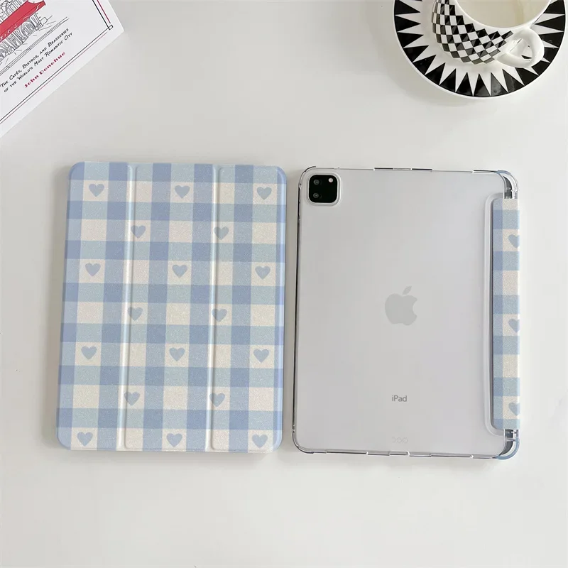 Cute Love Plaid Case for Apple iPad Pro 2024 11 inch Air 5/4 10.9 10th 7/8/9 10.2 Air 3 10.5 inch mini 6 5 4 Cover Tablet Cases