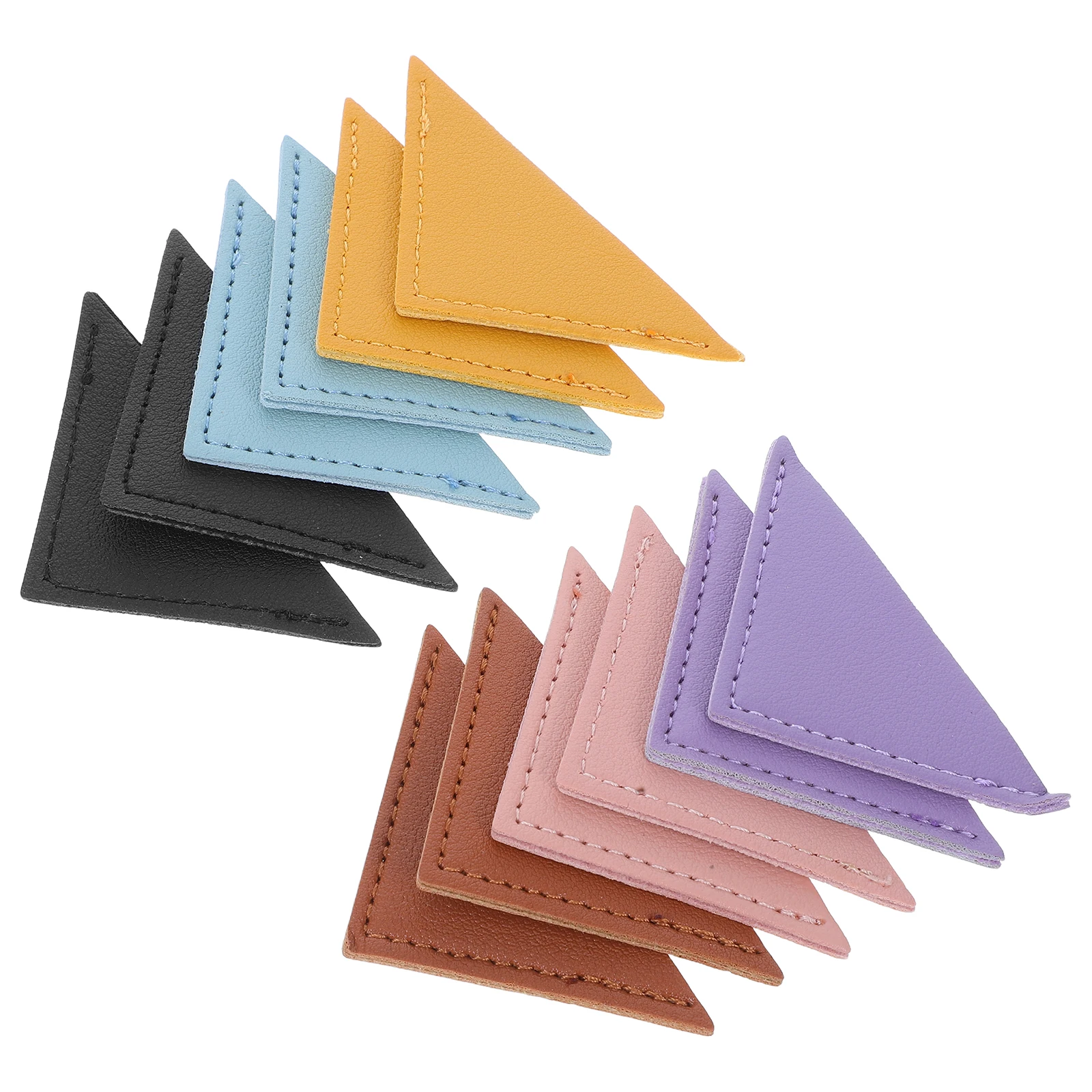 

12pcs Triangle Bookmarks Elegant PU Page Markers Kids Women Corner Bookmarks Easy Clean Design Bible Floral Cute Text