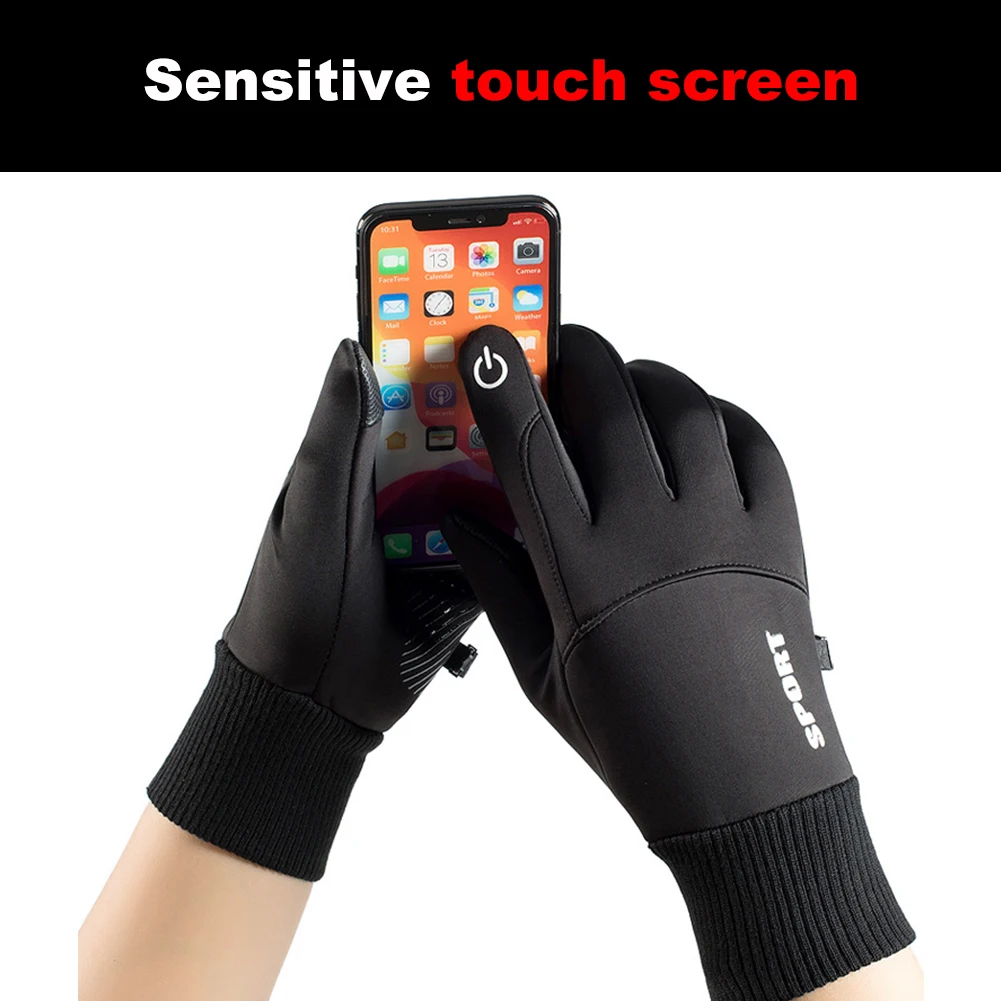 Winter Motorcyclist Gloves Touch Screen Cycling Warm Gloves Windproof Bicycle Thermal Gloves for Running Cycling Driving