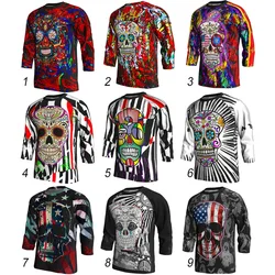 Mx Jersey, Motocross 3/4 Sleeve Road Mountain Bike Jersey, MTB t-Shirt, Cycling Clothes, Bicycle Skull Wear, Outdoor Sports Top