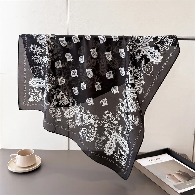 

New 70cm Satin Scarf Luxury Designer Hair Paisley Print Head Large Handkerchief Hijab Shawl Women Bandanna Foulard Muffler Wrap