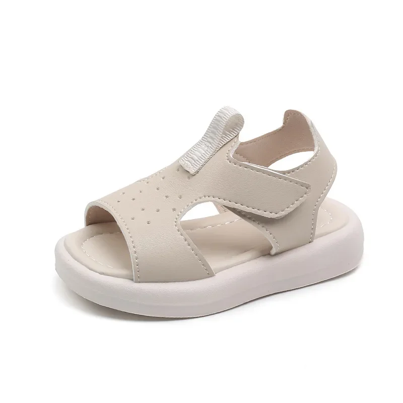 Sandali da bambino semplici alla moda per bambini Hook Loop scarpe Casual carine per ragazze scarpe basse antiscivolo morbide e traspiranti Solid 2024