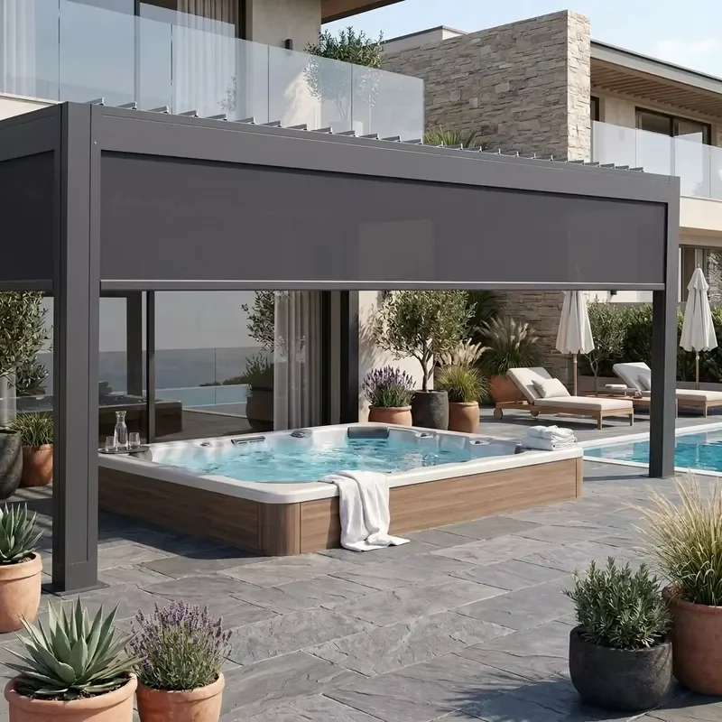 Residential & Commercial Wind Resistant Roller Blinds Custom Made Outdoor Terrace Screens