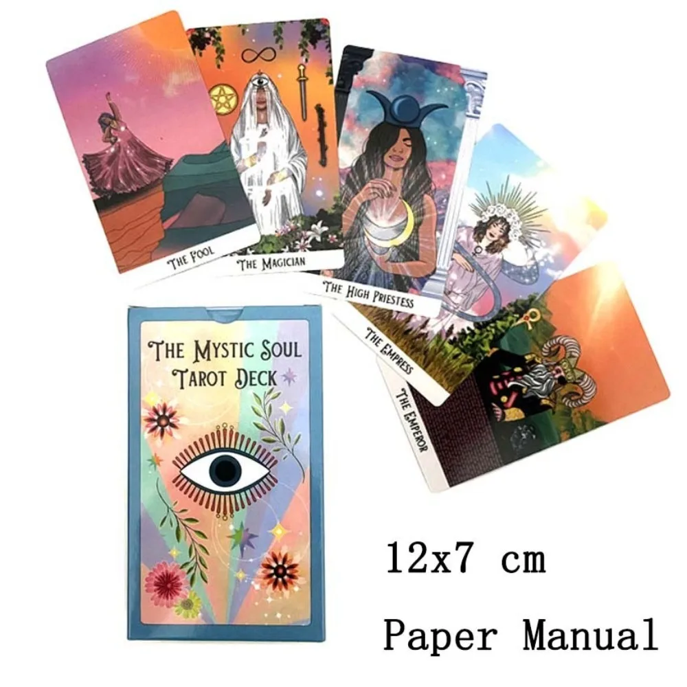 Mystic Soul Tarot 12*7cm 78 Pcs Cards with Guidebook - Vibrant Colors Throughout The Deck, To Uplift The Energy of The Reader