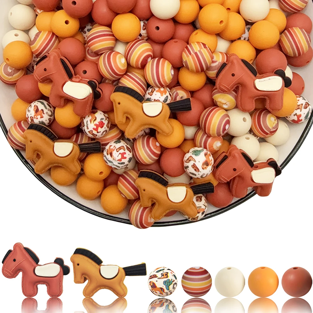 25/32/44PCS 3D Horse Series Silicone Bead Set, Perfect for DIY Handmade Crafts Such as Keychains, Necklaces, Bracelets, Etc