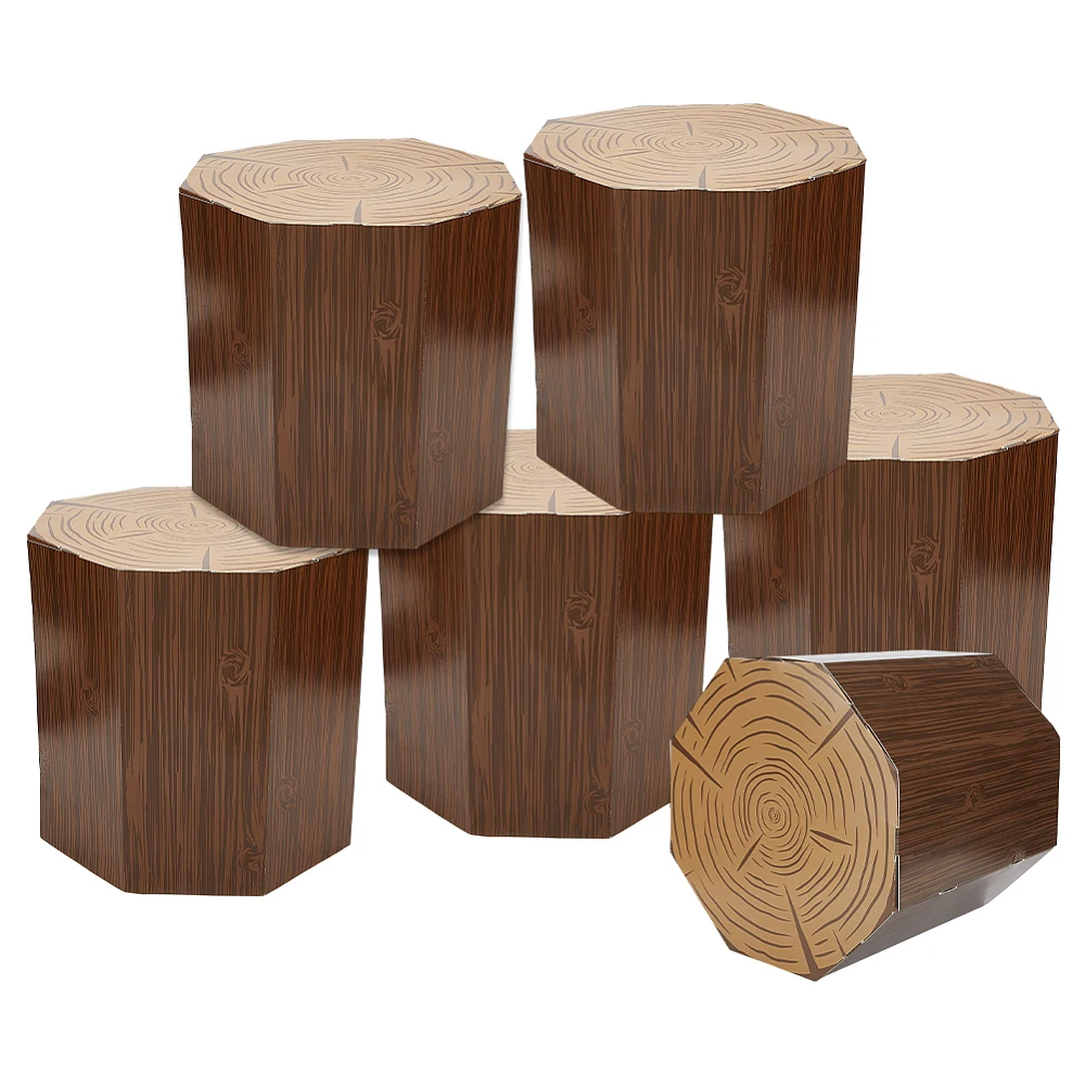 6-pack-tree-stump-gift-box-118-inch-paper-storage-boxes-western-cowboy-party-decoration-artificial-paper-box-for-christmas