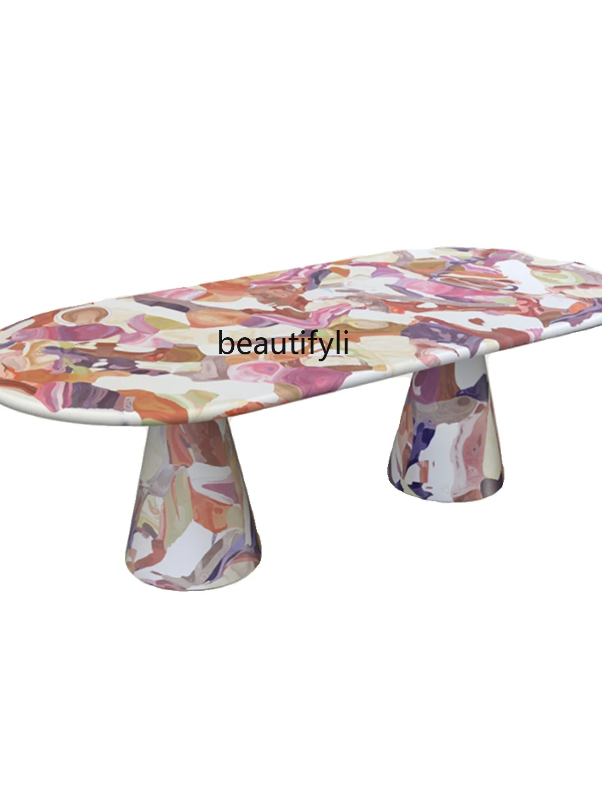 

Fiberglass Creative and Slightly Luxury Painted Occasional Table Artist Melting Pot Oil Painting Painted Table Dining Table Tea