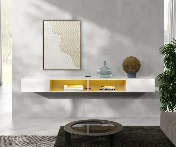 

# Multi-Functional Floating TV Console Two Color TV Desk Stand Wooden Cabinet Easy Installation TV Stand With LED Strip #