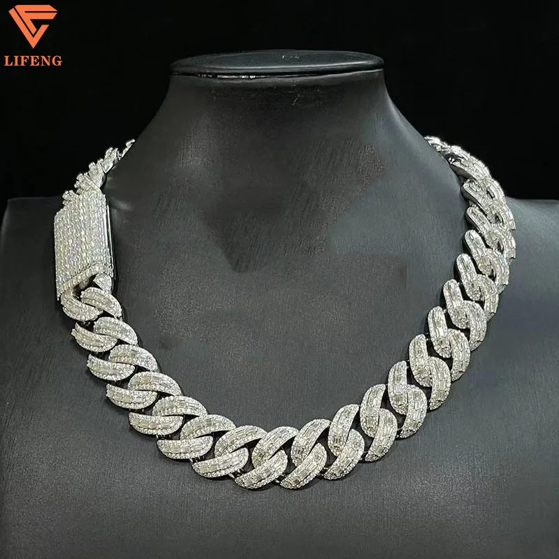 20MM Pass The Diamond Tester 925 Sterling Silver Diamond Gold Custom Men Jewelry Necklaces Moissanite Cuban Link Chain