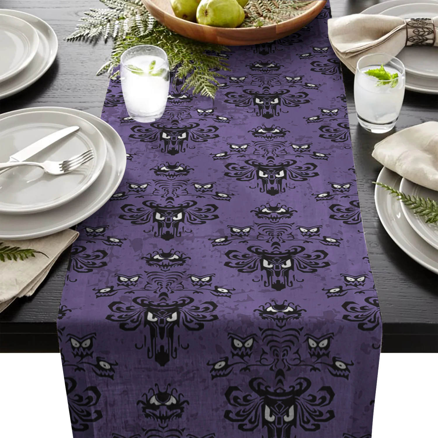 Beauty Haunted Mansion Table Runners Modern Table Decoration Halloween Dinner Holidays Wedding Party Ghost Face Table Runner