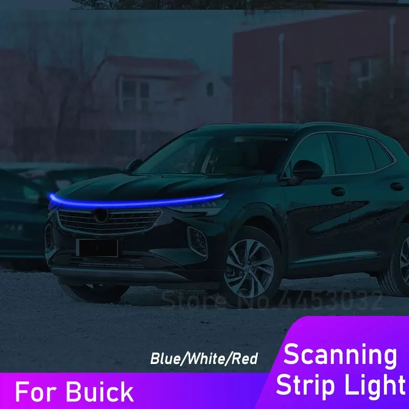 LED Strip Car Hood Light DRL For Buick Encore Excelle Regal Lacrosse Park 12V Scanning Effect Daytime Running Lamp Accessories