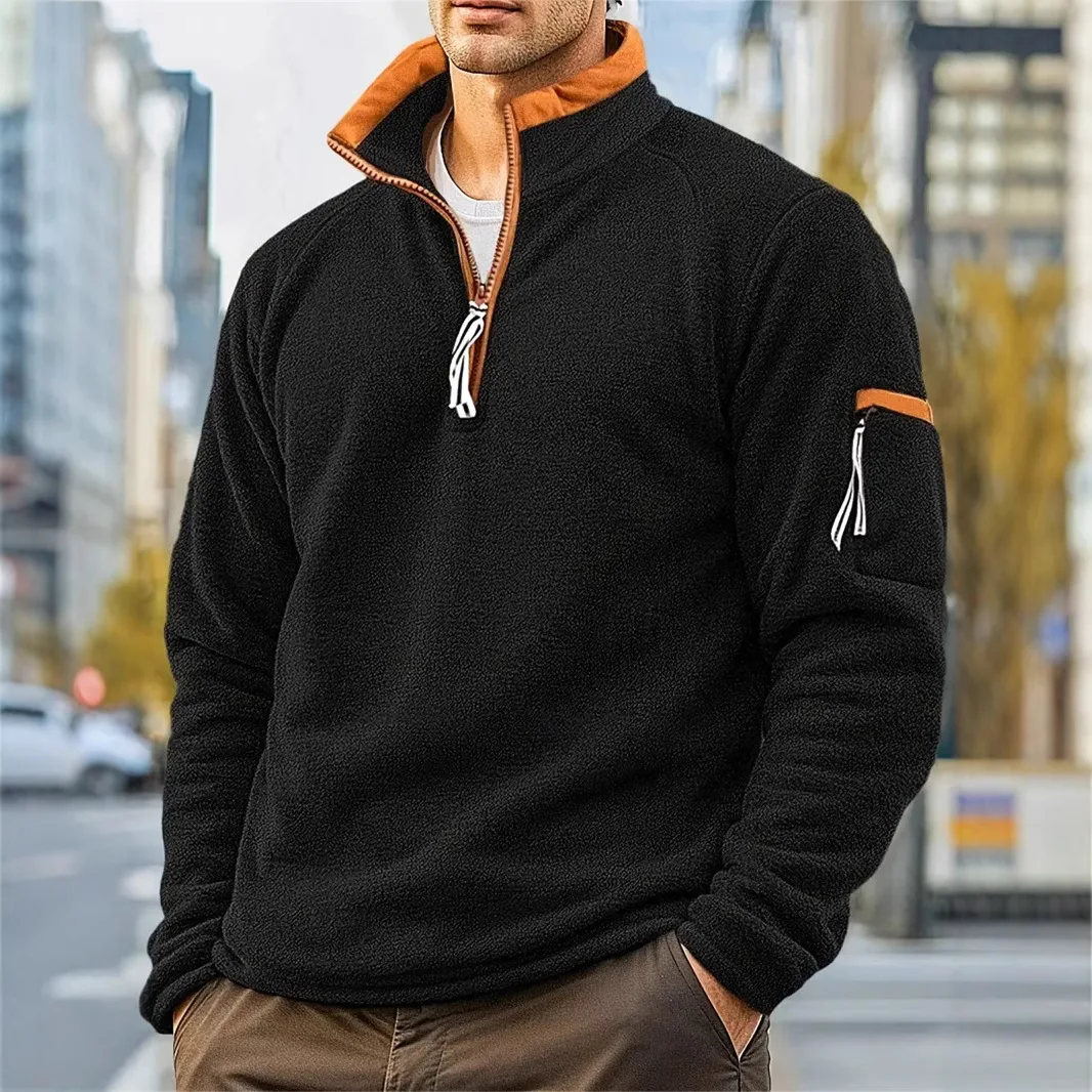

Winter New Men Half Zip up Pullover Tops Mens Turtleneck Fleece Sweatshirts Casual Warm Sweater Athletic Running Sports Hoodie