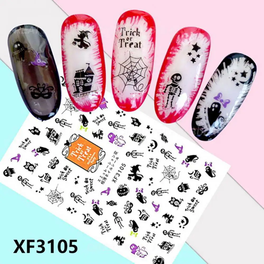 Long-lasting Nail Wraps Easy To Apply 12-piece Set Suitable For Halloween Costumes Vibrant Designs Back Glue Festive Nail Art