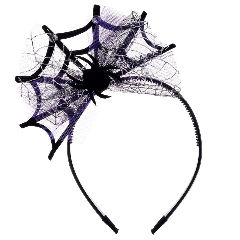 Gothic Wrapped Net Spider Web Headband Lightweight Gauze Detail for Carnival Talent Show Midnight Horror Party Fancy Ornament