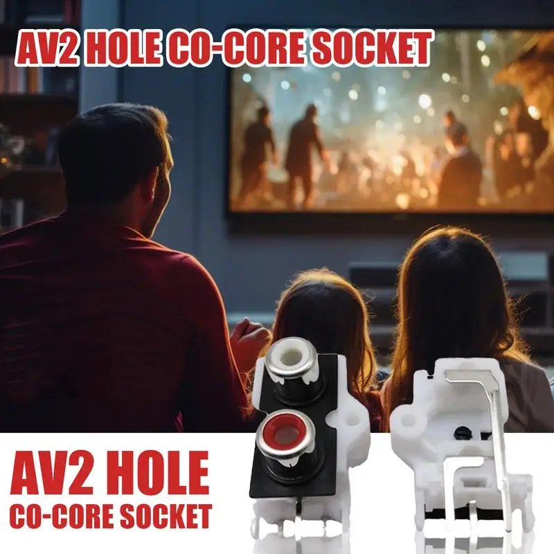 Prise femelle multifonctionnelle à deux trous pour la surveillance des revie, prise audio vidéo, connecteur vertical à 3 broches, blanc