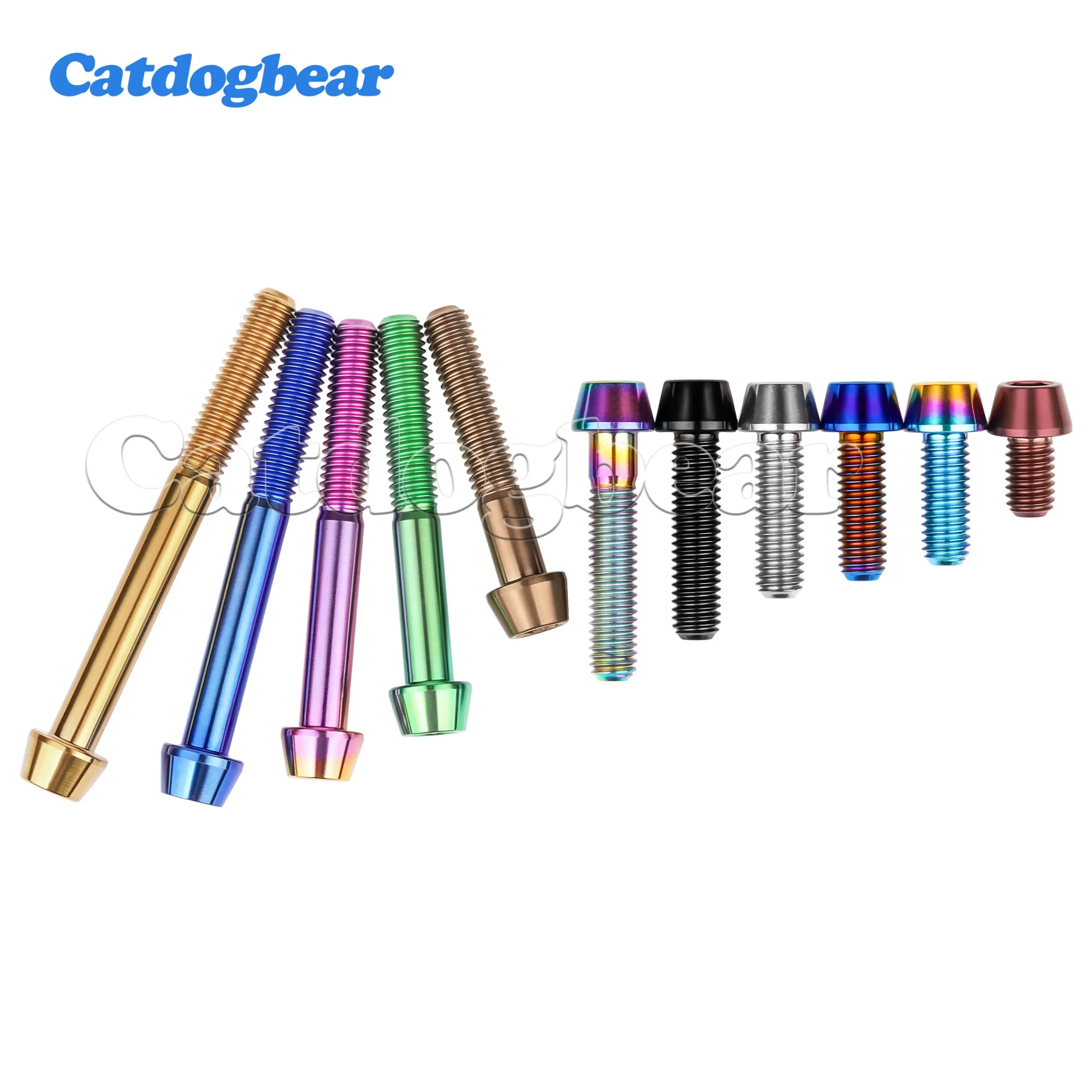 Catdogbear Titanium Bolt M4/M5x8 9 12 15 16 18 20 25 30 35 40 45 50 55 60mm Allen Key Taper Head Screw For Bicycle Stem Seatpost